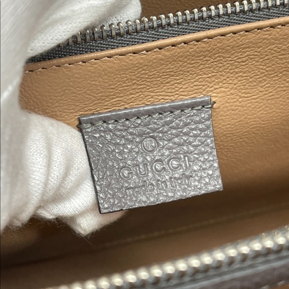 Gucci New GG Zumi Logo Horsebit Grain Leather Top Handle Purse/Grey Shoulder Bag - Picture 7 of 12